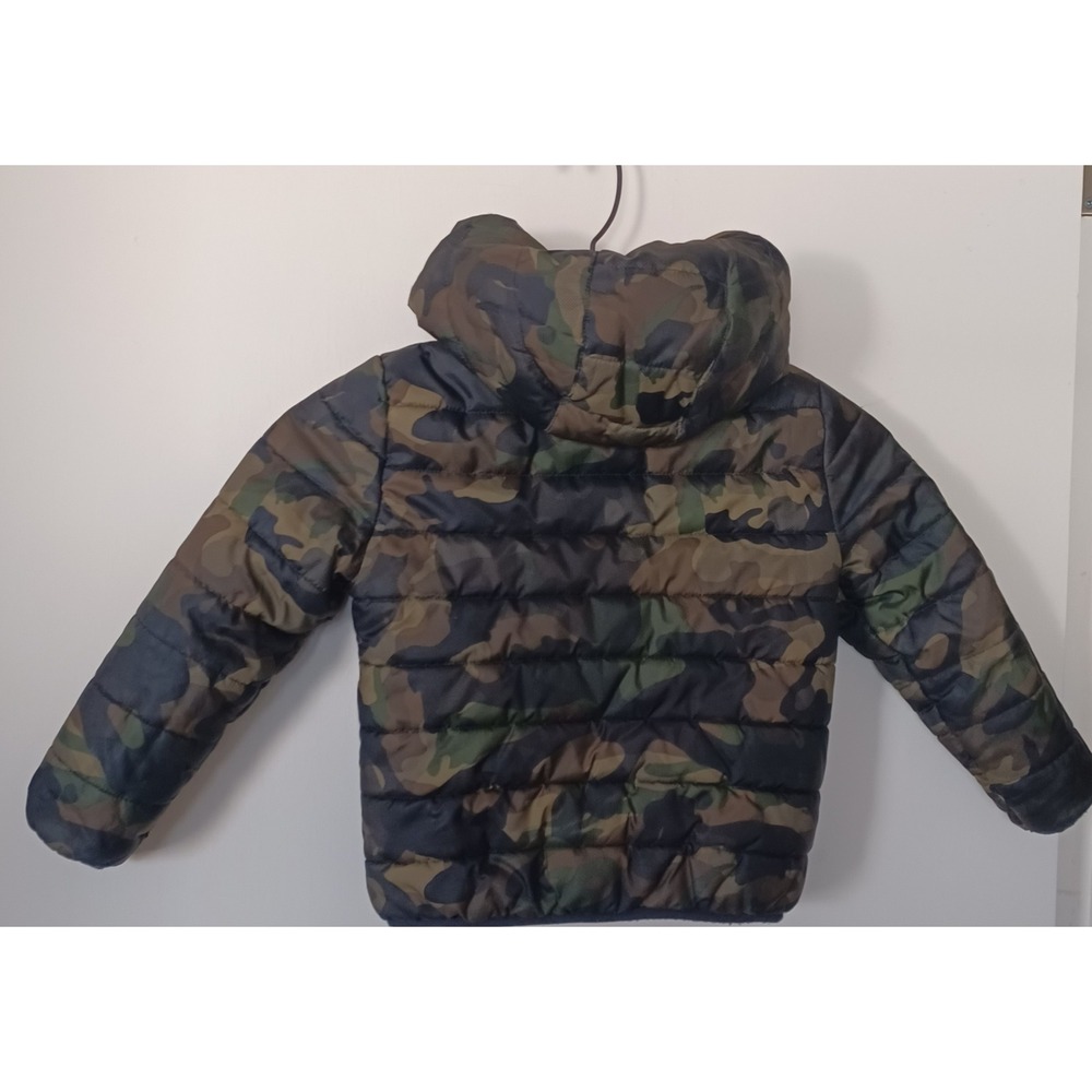 Nike Camouflage Puffer‎ Jacket Size 3T Hooded Insulated Coat Orange Lined Winter - Picture 2 of 7